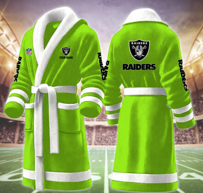 [TOUCHDOWN DEAL] NEW CUSTOMIZED NFL07 LVR LAS VEGAS RAIDERS MULTICOLOR FLEECE BATHROBE