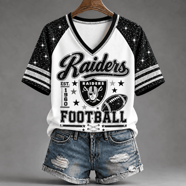 [TOUCHDOWN DEAL] NEW CUSTOMIZED NFL07 LVR THE RAIDERS BUC-EE'S V-NECK FEMALE SHIRT