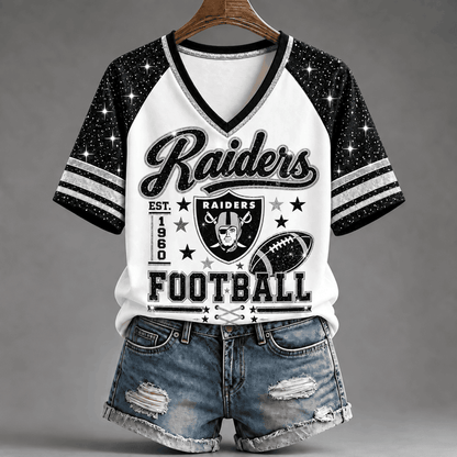 [TOUCHDOWN DEAL] NEW CUSTOMIZED NFL07 LVR THE RAIDERS BUC-EE'S V-NECK FEMALE SHIRT