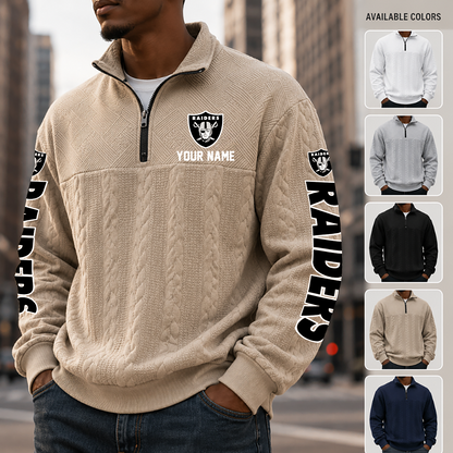 [TOUCHDOWN DEAL] NEW CUSTOMIZED NFL07 LVR LAS VEGAS RAIDERS MULTICOLOR QUARTER-ZIP SWEATSHIRT
