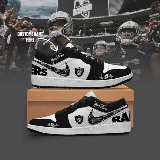 [TOUCHDOWN DEAL] NEW CUSTOMIZED NFL07 LVR LAS VEGAS RAIDERS AIR JORDAN LOW SHOES