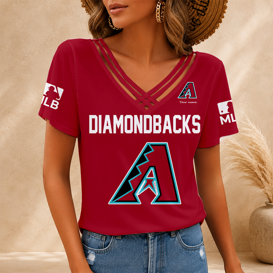 [HOMERUN DEAL] NEW CUSTOMIZED MLB07 ADS ARIZONA DIAMONDBACKS V-NECK SHIRT