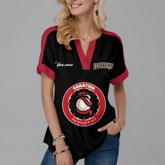[HOMERUN DEAL] NEW CUSTOMIZED MLB07 ADS ARIZONA DIAMONDBACKS V-NECK FEMALE SHIRT