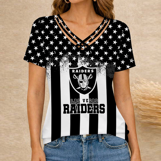 [TOUCHDOWN DEAL] NEW CUSTOMIZED NFL07 LVR LAS VEGAS RAIDERS V-NECK SHIRT