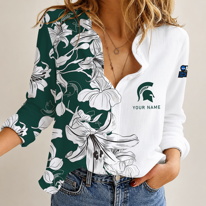 [SLAM DUNK DEAL] NEW CUSTOMIZED NCAA MAM07 MSS MICHIGAN STATE SPARTANS STRAPPY WOMEN CASUAL SHIRT