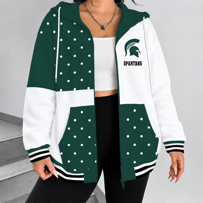 [SLAM DUNK DEAL] NEW CUSTOMIZED NCAA MAM07 MSS MICHIGAN STATE SPARTANS STRAPPY ZIP HOODIE