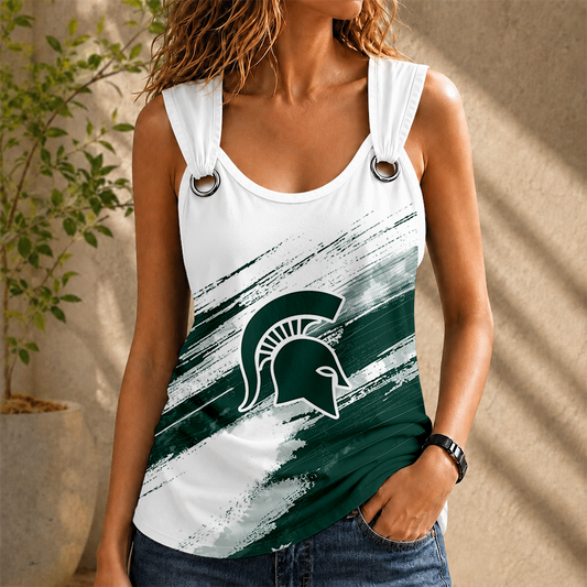[SLAM DUNK DEAL] NEW CUSTOMIZED NCAA MAM07 MSS MICHIGAN STATE SPARTANS O-RING SHOULDER TANK TOP