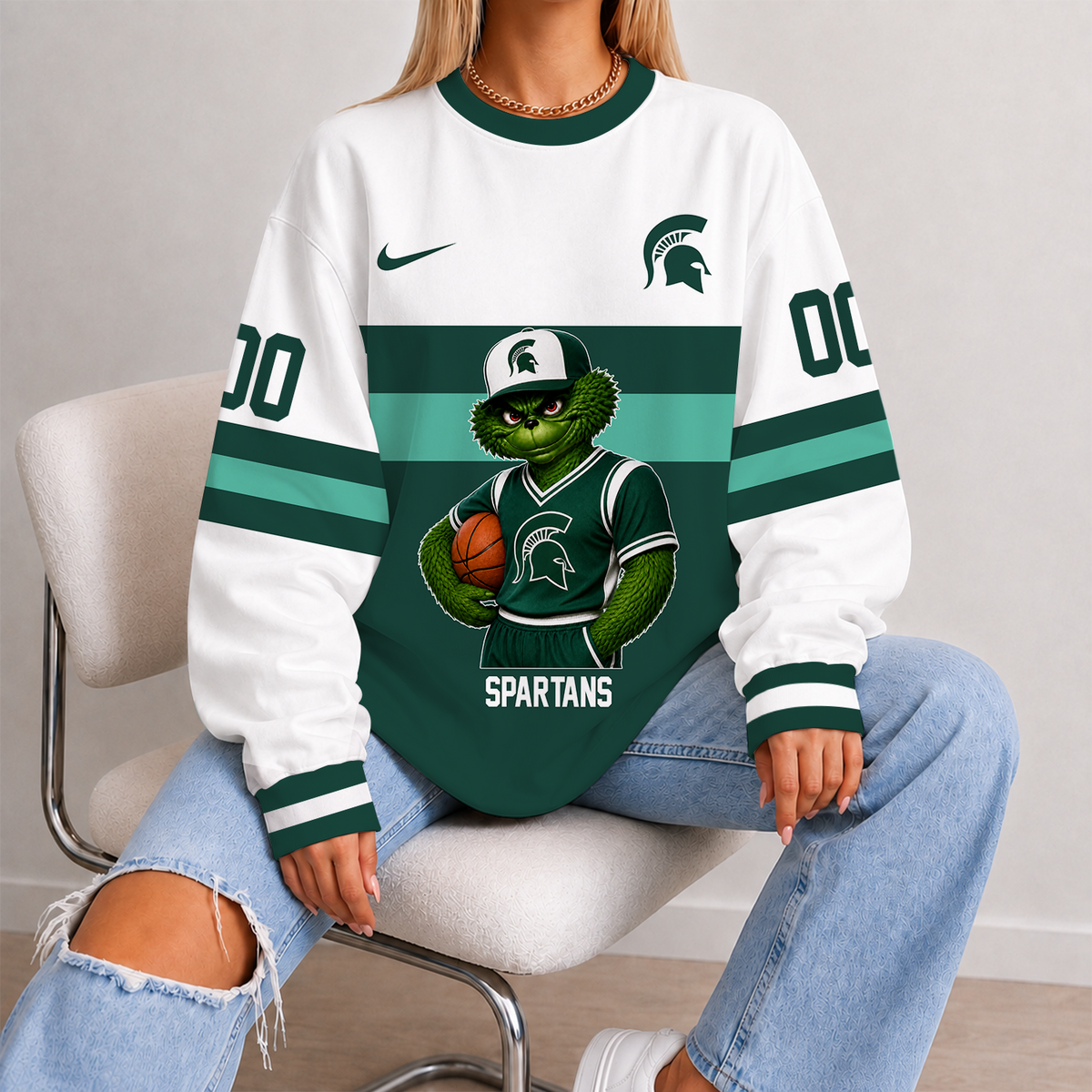 [SLAM DUNK DEAL] NEW CUSTOMIZED NCAA MAM07 MSS MICHIGAN STATE SPARTANS STRAPPY UNISEX SWEATSHIRT