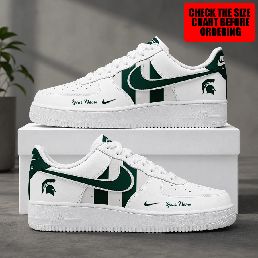 [FAN FAVORITE] NEW CUSTOMIZED NCAA MAM07 MSS MICHIGAN STATE SPARTANS STRAPPY AF1 SHOES