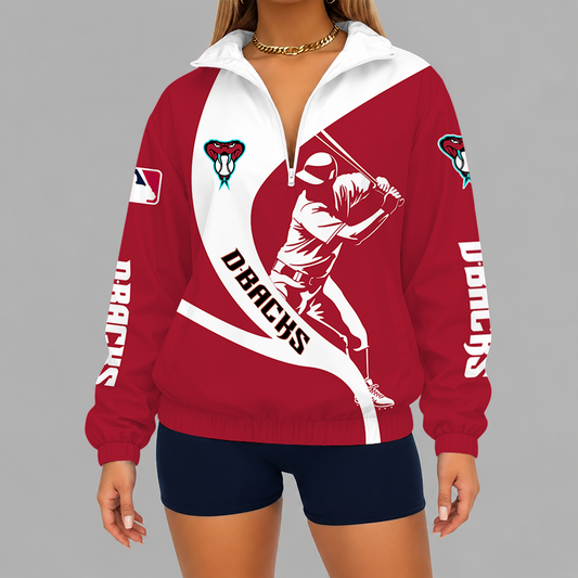 [HOMERUN DEAL] NEW CUSTOMIZED MLB07 ADS ARIZONA DIAMONDBACKS V-NECK ZIPPER SWEATSHIRT JACKET