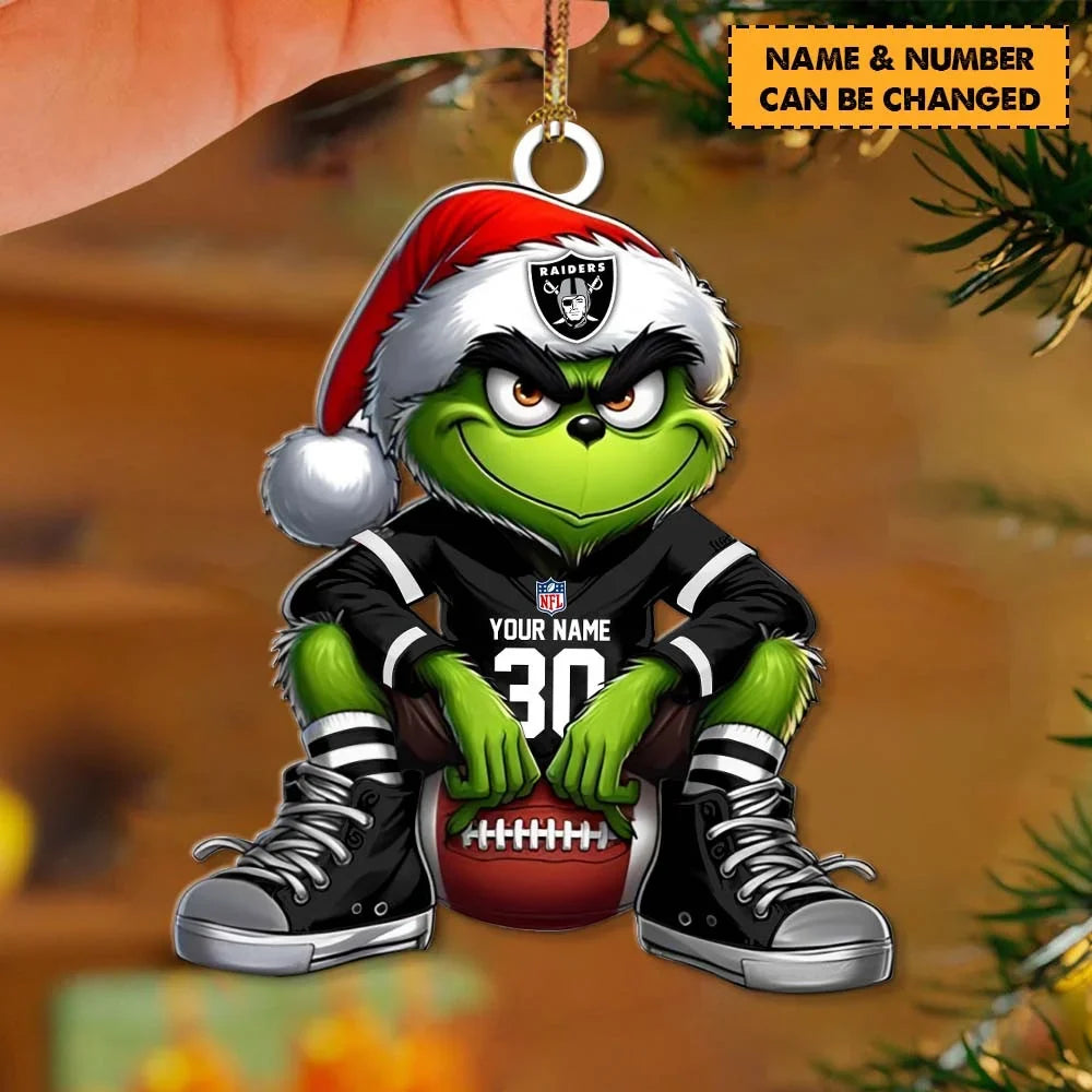 [TOUCHDOWN DEAL] NEW CUSTOMIZED NFL07 LVR LAS VEGAS RAIDERS CHRISTMAS ACRYLIC ORNAMENT