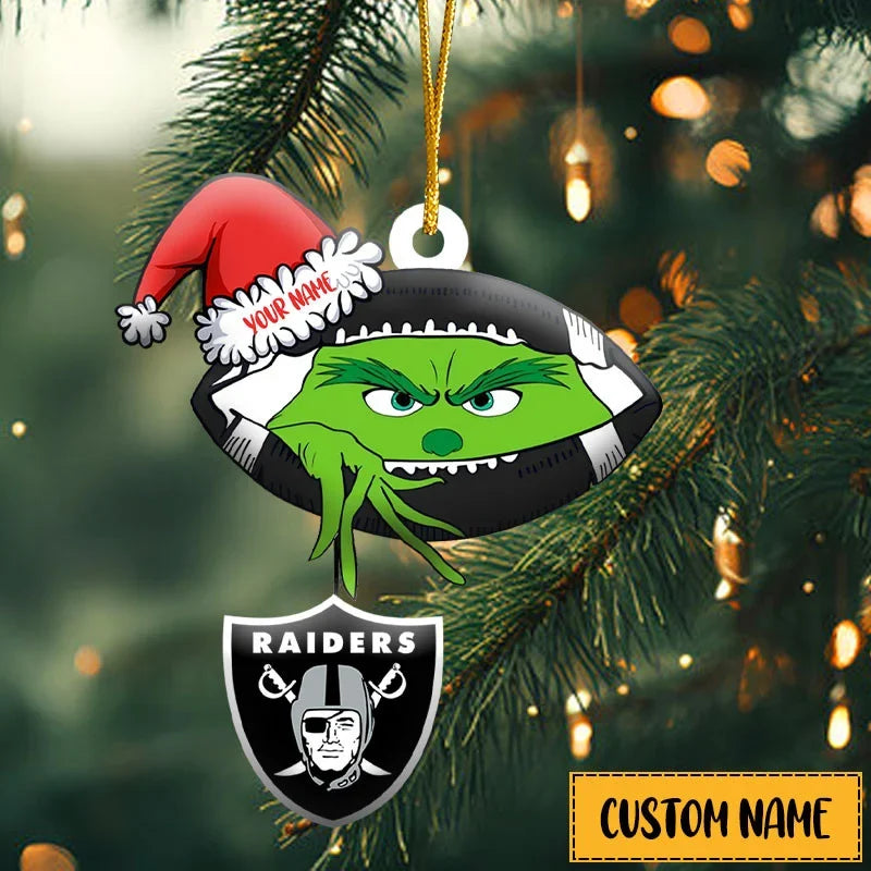 [TOUCHDOWN DEAL] NEW CUSTOMIZED NFL07 LVR LAS VEGAS RAIDERS CHRISTMAS ACRYLIC ORNAMENT