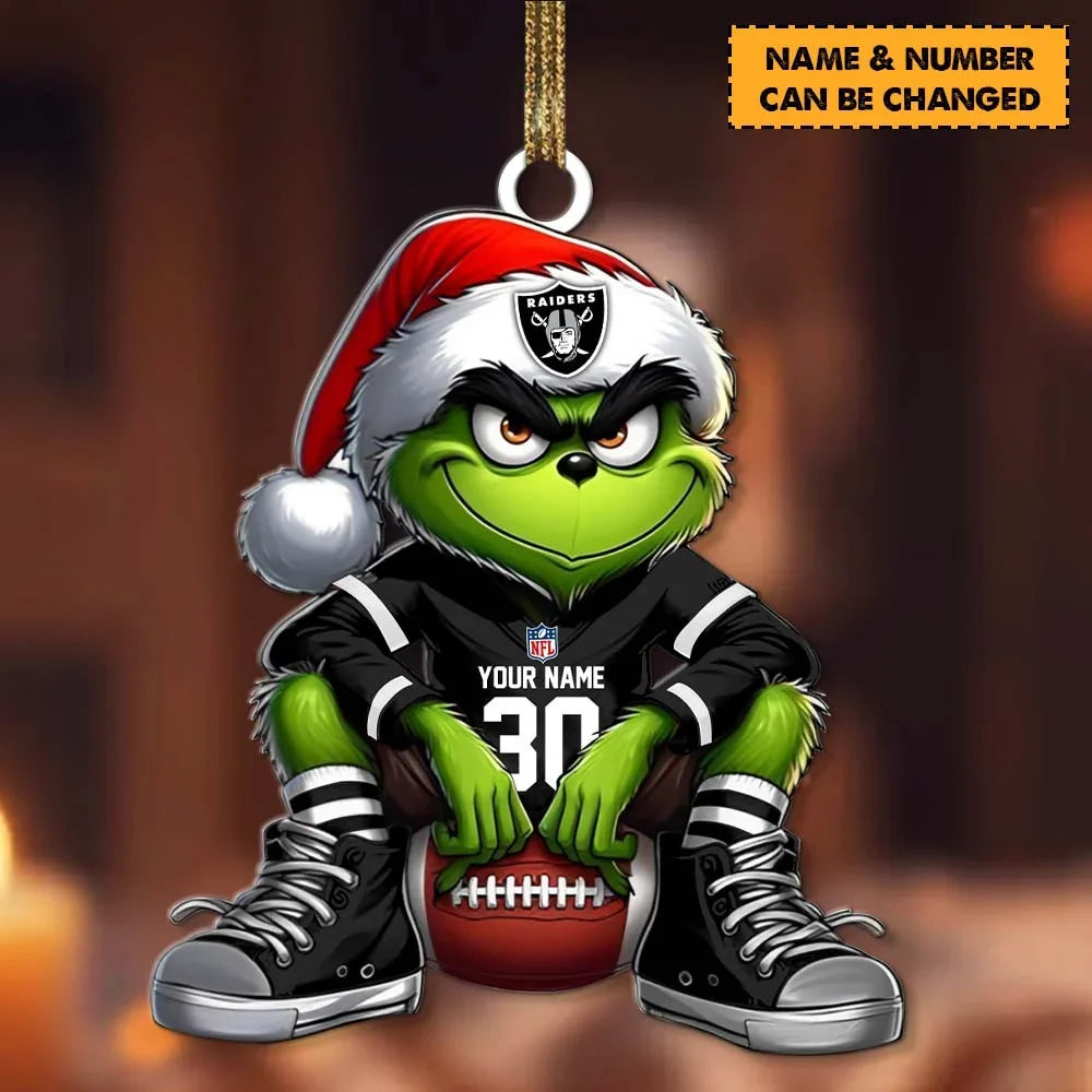 [TOUCHDOWN DEAL] NEW CUSTOMIZED NFL07 LVR LAS VEGAS RAIDERS CHRISTMAS ACRYLIC ORNAMENT