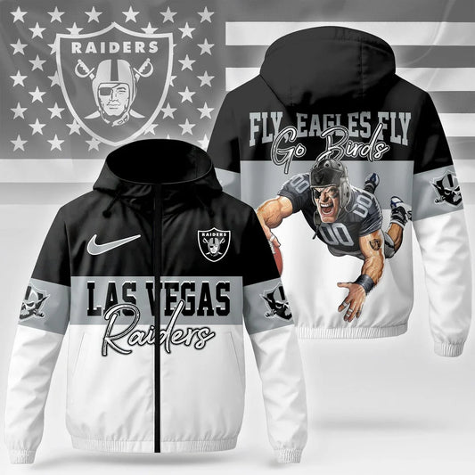 [TOUCHDOWN DEAL] NEW CUSTOMIZED NFL07 LVR LAS VEGAS RAIDERS WINDBREAKER JACKET