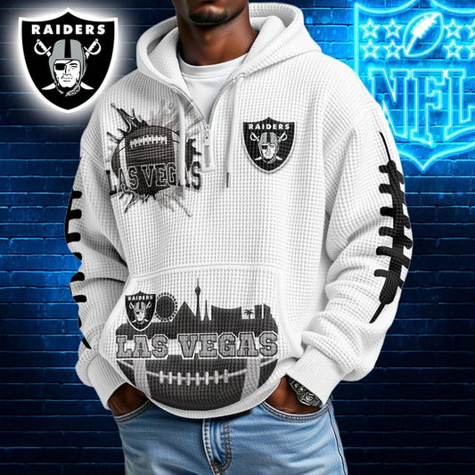 [TOUCHDOWN DEAL] NEW CUSTOMIZED NFL07 LVR LAS VEGAS RAIDERS WAFFLE FULL ZIP HOODIE