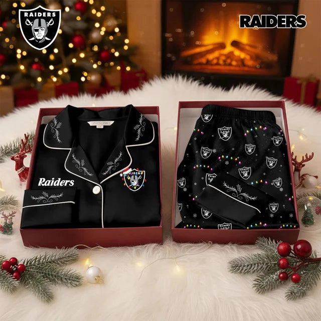 [TOUCHDOWN DEAL] NEW CUSTOMIZED NFL07 LVR LAS VEGAS RAIDERS LONG-SLEEVE PAJAMA SET