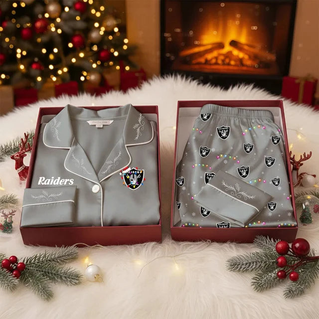 [TOUCHDOWN DEAL] NEW CUSTOMIZED NFL07 LVR LAS VEGAS RAIDERS LONG-SLEEVE PAJAMA SET