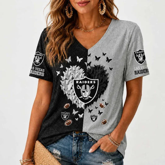 [TOUCHDOWN DEAL] NEW CUSTOMIZED NFL07 LVR LAS VEGAS RAIDERS V-NECK FEMALE SHIRT