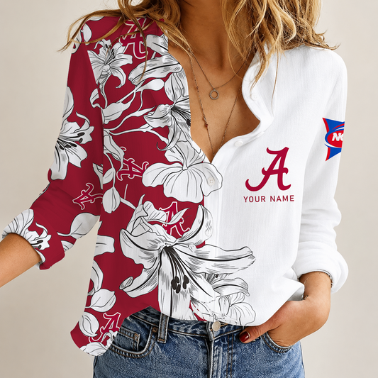 [TOUCHDOWN DEAL] NEW CUSTOMIZED NCAA FBS08 ABC ALABAMA CRIMSON TIDE WOMEN CASUAL SHIRT