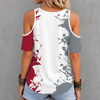 [TOUCHDOWN DEAL]NEW CUSTOMIZED NCAA FBS08 ABC ALABAMA CRIMSON TIDE CRISS CROSS V-NECK TOP
