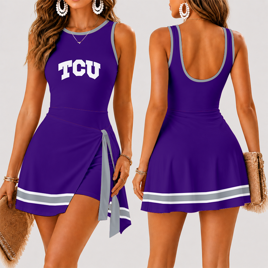 [FAN FAVORITE] NEW CUSTOMIZED NCAA FBS09 THF TCU HORNED FROGS WOMEN'S SUMMER SKORT DRESS