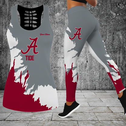 [TOUCHDOWN DEAL] NEW CUSTOMIZED NCAA FBS08 ABC ALABAMA CRIMSON TIDE HOLLOW TANK TOP & LEGGINGS SET