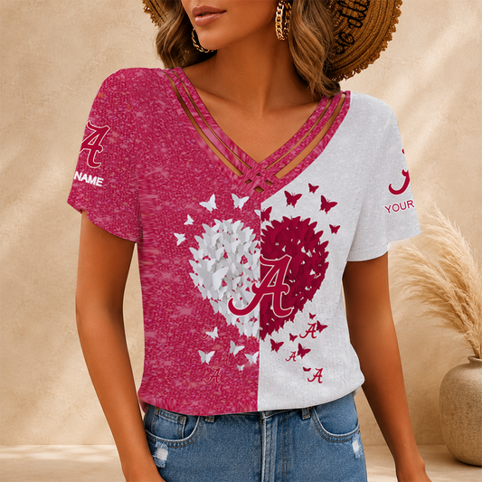[TOUCHDOWN DEAL] NEW CUSTOMIZED NCAA FBS08 ABC ALABAMA CRIMSON TIDE V-NECK SHIRT