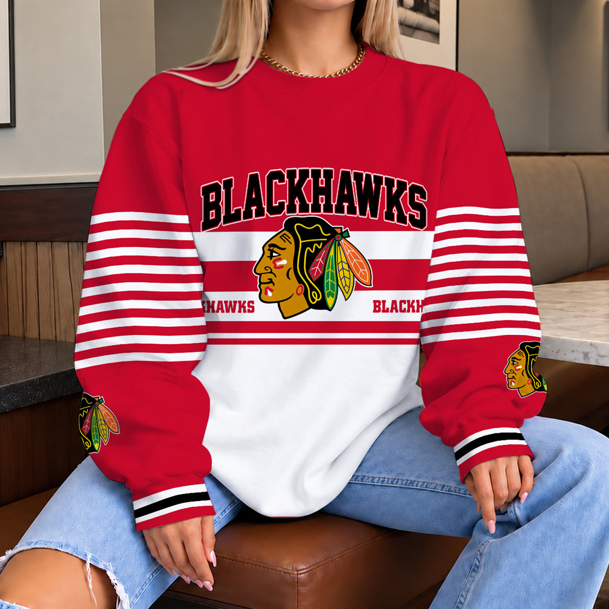 [PUCK DROP DEAL] NEW CUSTOMIZED NHL08 CBH THE BLACKHAWKS UNISEX SWEATSHIRT