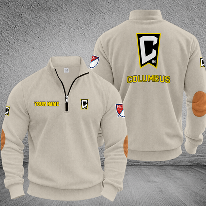 [GOAL DEAL] NEW CUSTOMIZED MLS08 CLC COLUMBUS CREW MULTICOLOR STRIPED QUATER ZIP SWEATSHIRT