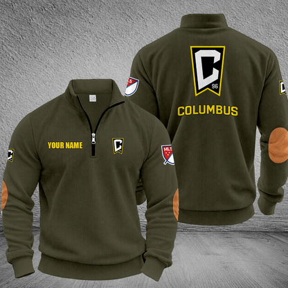 [GOAL DEAL] NEW CUSTOMIZED MLS08 CLC COLUMBUS CREW MULTICOLOR STRIPED QUATER ZIP SWEATSHIRT