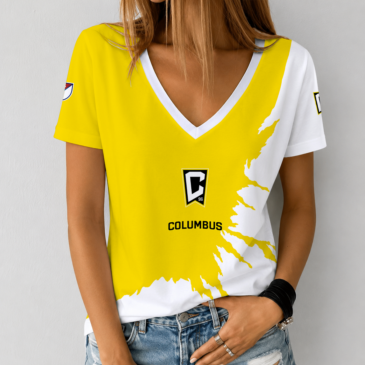 [GOAL DEAL] NEW CUSTOMIZED MLS08 CLC COLUMBUS CREW V-NECK FEMALE SHIRT