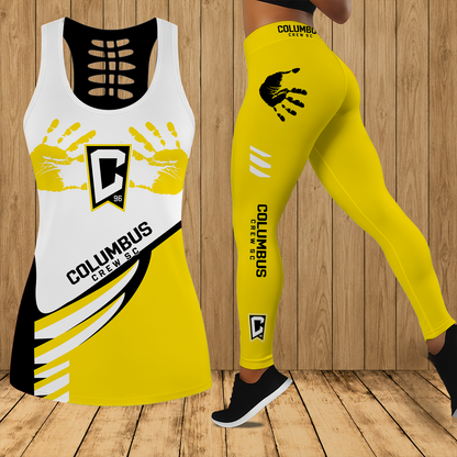 [GOAL DEAL] NEW CUSTOMIZED MLS08 CLC COLUMBUS CREW HOLLOW TANK TOP & LEGGINGS SET