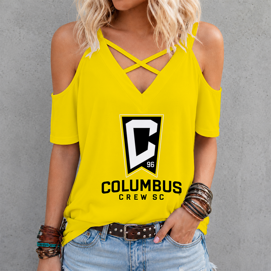 [GOAL DEAL] NEW CUSTOMIZED MLS08 CLC COLUMBUS CREW CRISS CROSS V-NECK TOP