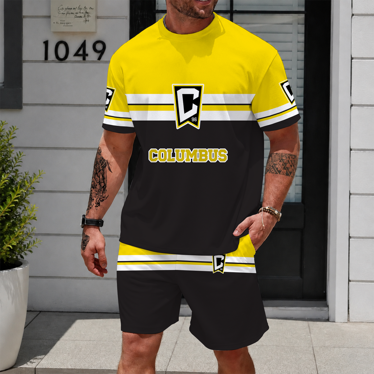 [GOAL DEAL] NEW CUSTOMIZED MLS08 CLC COLUMBUS CREW UNISEX T-SHIRT & SHORTS SET
