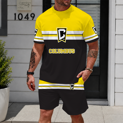 [GOAL DEAL] NEW CUSTOMIZED MLS08 CLC COLUMBUS CREW UNISEX T-SHIRT & SHORTS SET