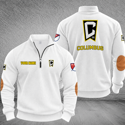 [GOAL DEAL] NEW CUSTOMIZED MLS08 CLC COLUMBUS CREW MULTICOLOR STRIPED QUATER ZIP SWEATSHIRT