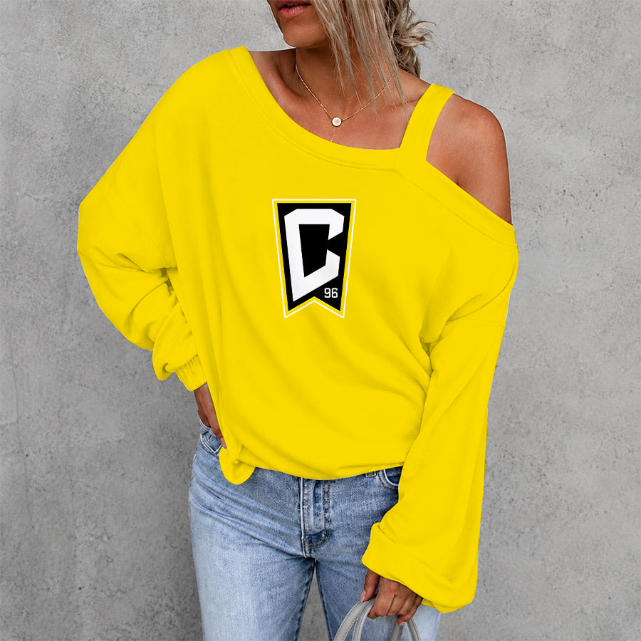 [GOAL DEAL] NEW CUSTOMIZED MLS08 CLC COLUMBUS CREW WOMEN'S OFF-SHOULDER LONG SLEEVE SHIRT