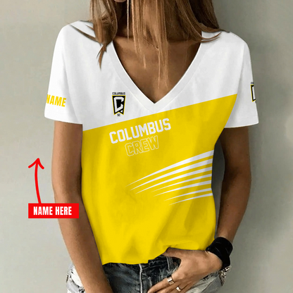 [GOAL DEAL] NEW CUSTOMIZED MLS08 CLC COLUMBUS CREW V-NECK FEMALE SHIRT