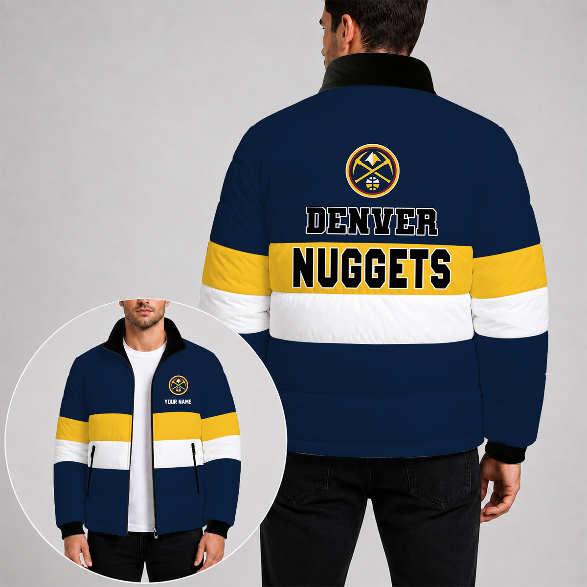 [SLAM DUNK DEAL] NEW CUSTOMIZED NBA08 DNU THE NUGGETS PUFFER JACKET