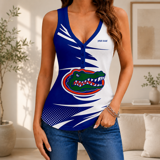 [HOMERUN DEAL] NEW CUSTOMIZED NCAA CWS08 FLG FLORIDA GATORS WOMEN'S V-NECK TANK TOP