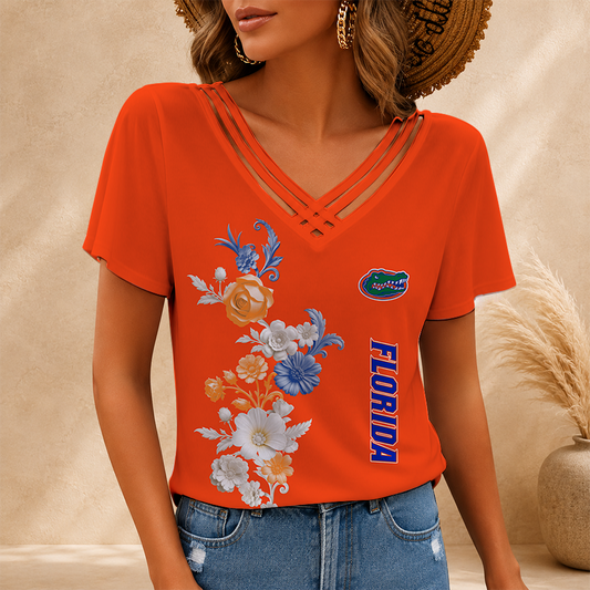[HOMERUN DEAL] NEW CUSTOMIZED NCAA CWS08 FLG FLORIDA GATORS V-NECK SHIRT