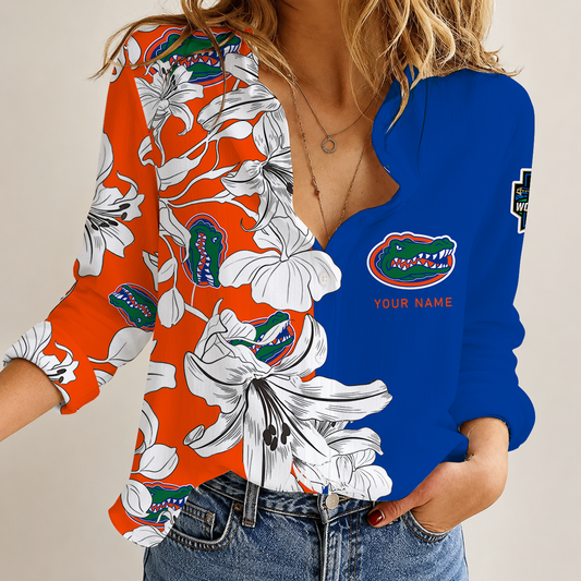 [HOMERUN DEAL] NEW CUSTOMIZED NCAA CWS08 FLG FLORIDA GATORS WOMEN CASUAL SHIRT