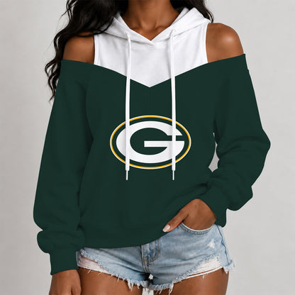 [TOUCHDOWN DEAL] NEW CUSTOMIZED NFL08 GBP THE PACKERS WOMEN'S OFF-SHOULDER HOODIE