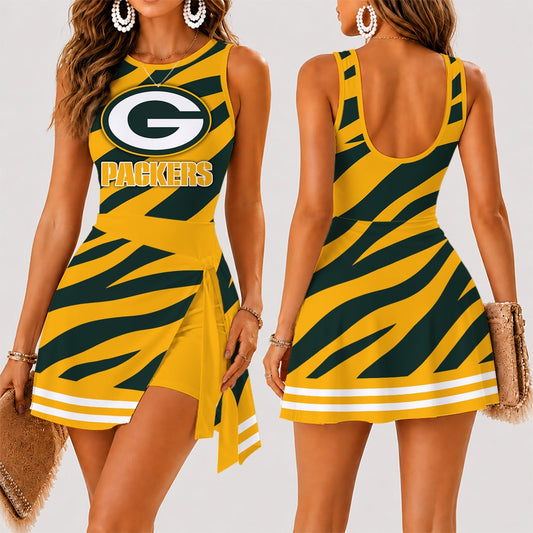 [TOUCHDOWN DEAL] NEW CUSTOMIZED NFL08 GBP GREEN BAY PACKERS WOMEN'S SUMMER SKORT DRESS