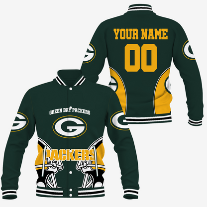[TOUCHDOWN DEAL] NEW CUSTOMIZED NFL08 GBP GREEN BAY PACKERS SATIN VARSITY & BASEBALL JACKET
