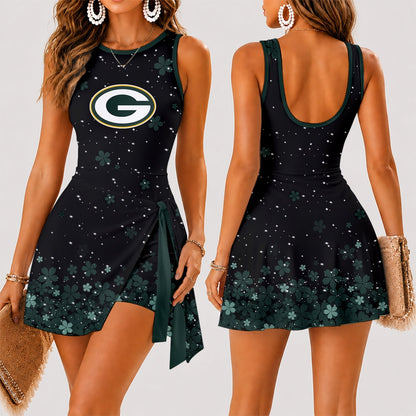 [TOUCHDOWN DEAL] NEW CUSTOMIZED NFL08 GBP GREEN BAY PACKERS WOMEN'S SUMMER SKORT DRESS