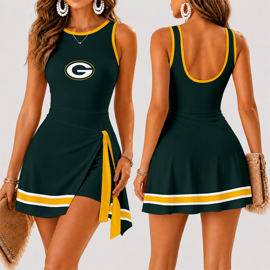 [TOUCHDOWN DEAL] NEW CUSTOMIZED NFL08 GBP GREEN BAY PACKERS WOMEN'S SUMMER SKORT DRESS