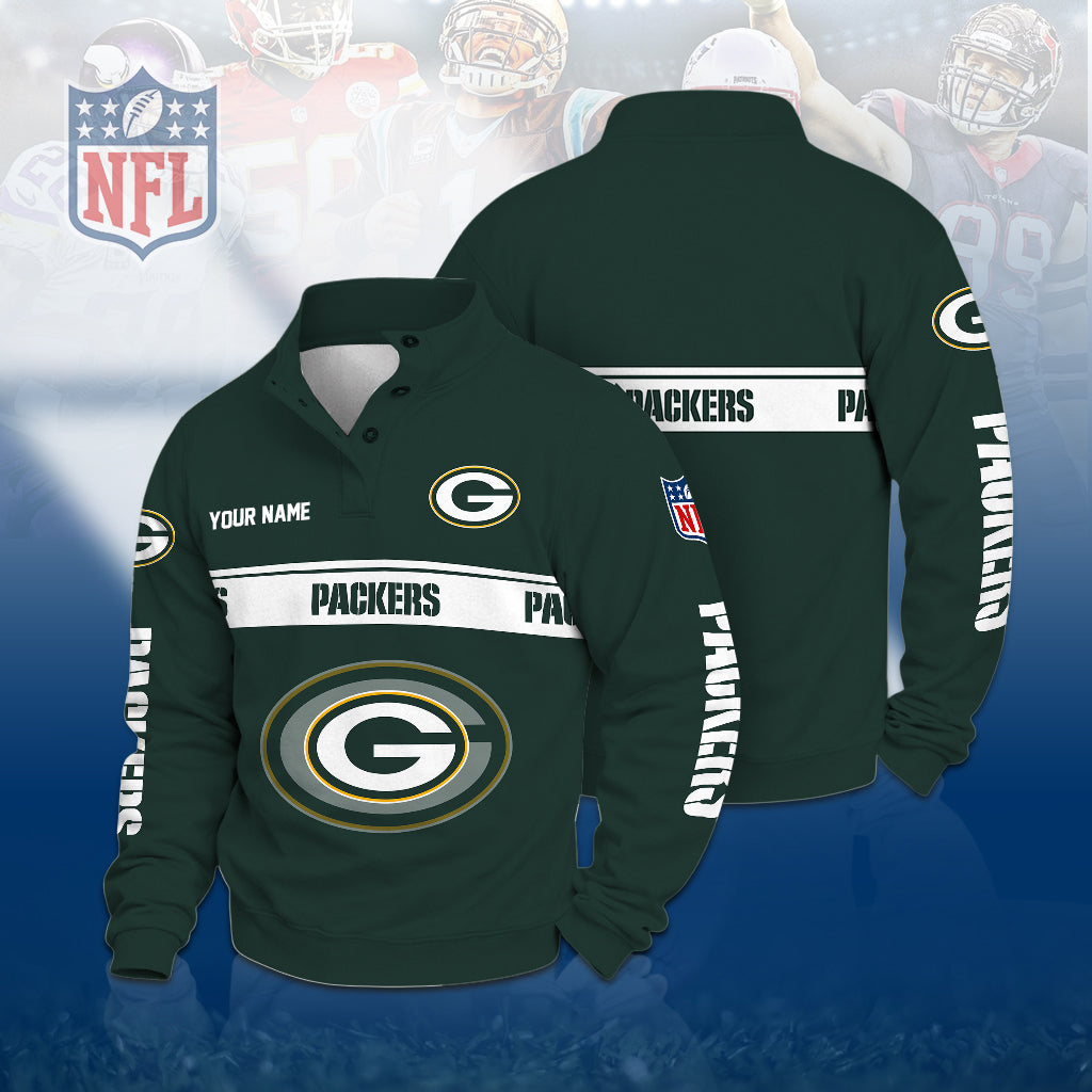 [TOUCHDOWN DEAL] NEW CUSTOMIZED NFL08 GBP THE PACKERS QUARTER-BUTTON STAND-COLLAR SWEATSHIRT