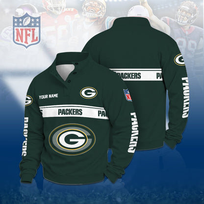 [TOUCHDOWN DEAL] NEW CUSTOMIZED NFL08 GBP THE PACKERS QUARTER-BUTTON STAND-COLLAR SWEATSHIRT