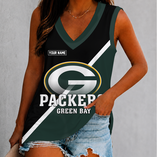[TOUCHDOWN DEAL] NEW CUSTOMIZED NFL08 GBP GREEN BAY PACKERS WOMEN'S V-NECK TANK TOP